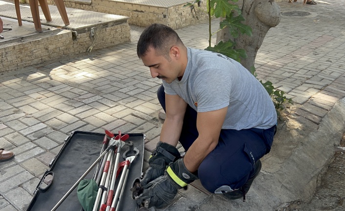 Alanya’da aracın motoruna sıkışan kediyi itfaiye kurtardı