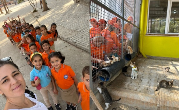 Mahmutlar İlkokulu öğrencileri hayvan barınağını ziyaret etti