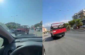 Alanya’da ters istikamette giderek trafiği tahliyeye sokan safari aracını polis affetmedi!