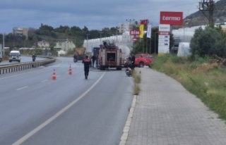 Alanya’da akaryakıt tankeri teker kısmından alev...